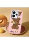 Poco M6 Compatible Case Camera Protector Pink Silicone Couple Phone Case with Bear Pattern - 2