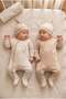 Baby 100% Cotton 2-Piece Hat and Romper Set 0-3/3-6 Months Newborn Hospital Release Bodysuit Set