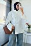 Premium Chinese Buttoned Linen Blouse with Side Slits - White - 2