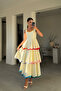 فستان متعدد الطبقات بتفاصيل ملونة - إكرو - 4