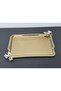 Figured, Metal-Handled, Stainless Steel Rectangular Tray Luxury Presentation Tray Light Gold-Silver - 4
