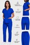 Women's V-Neck Bat Sleeve Beige, Cobalt Blue, Burgundy, Navy Blue, Black Lycra Belinda Fabric Scrubs Set - 6