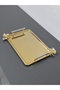Figured, Metal-Handled, Stainless Steel Rectangular Tray Luxury Presentation Tray Light Gold-Silver - 6