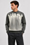 Men's Crew Neck Long Sleeve Cotton Gray Knit Sweater