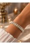 Aura Gold Color Baguette Stone Flexible Bracelet Elegant Women's Bracelet - 3