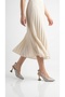 Royal Women's Leather Short Goblet Heel Pointed Toe Open Back Bow Detail Heeled Shoes - 6