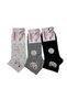Women's 6 Pairs Cotton Booties Socks with Kitten Pattern in Black, White, Gray - 6