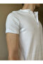 White Ribbed Buttoned Slim Fit Henley Collar T-Shirt - 4