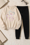 Unisex Ring Heart Design Printed Crew Neck Sweatshirt - 2-Piece Tracksuit Set - 2