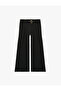 Accessory Belt Detailed Wide Leg Palazzo Trousers with Pockets - 5