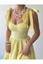 Women's Sari Mini Dress with Heart Collar, Shoulder Tie, Flared Skirt and Ruffles - 7