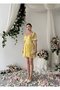 Women Sari Mini Dress Floral Print Chiffon Sweetheart Neckline Balloon Sleeves Buttoned - 7