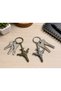 Set of 2 Metal Warplane Keychains in Bronze and Silver Color Gift
