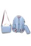 Girl's 3-Piece Primary School Bag Set with Lunch and Pen Holder, Blue with Plush Accessories - 7