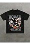 Men Plus Size BLACK Character Funny Graphic Tee, Casual Soft Oversized Pure 200g Pattern Printed Black T-Shirt - 7