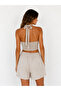 Halter Neck Linen Shorts Set - 2
