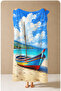 Photorealistic Sailboat Beach Towel with Beach and Sky Pattern 70X150 - Cotton Bath Towel - 2
