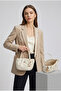 Women's Ecru Color Zippered Lined Star Detailed Hand and Shoulder Bag - 4