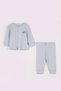 Baby Kids Ribbed Cotton 2-Piece Cardigan and Pants Set 3-24 Months - 2