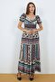 Ethnic Pattern Fabric Madonna Collar Dress - 3