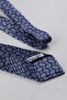 Navy Blue Motif Pattern Italian Silk Pleated Tie Est252 - 6