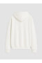 Ecru Kangaroo Pocket Embroidered Men's Thick Hoodie - 6