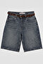 Women's Indigo Bermuda Jean Shorts with Belt
