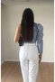 Magdalena White High Waist Lycra Loose Cut Jeans, Wide Leg Palazzo Women's Jeans - 2