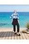 Zippered, Digitally Printed, Lace-Up Waist Hijab Swimsuit-With Hat as a Gift-Blue Black - 3