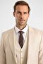Beige Slim Pointed Collar Plain Dobby Covered Pocket 6 Drop Vest Suit - 3