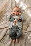 Milo Teddy Bear 3-Piece Baby Set - Cotton Waffle Knit Cardigan, Bodysuit and Pants Set - Gray Tones - 3