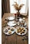6-Piece Stainless Steel Round Wavy Serving and Presentation Tray Silver - 7