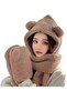 Winter Hat with Scarf Cute Bear Hat Warm Fur Hat Winter Hat for Extreme Cold Days - 5