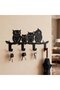 hook kitchens bedrooms metal doors Black Keyboard-shaped key adorned four adorable owl motifs four-hook key holder modern keyboard tray suitable - 3
