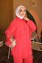Pomegranate Flower Shirt Collar Tunic Pants Set - 4