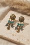 Handmade Beaded Dangle Antique Brass Earrings - 4