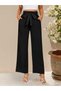 Women's high-waisted, elasticated waist, drawstring, wide-leg trousers with ruched detail