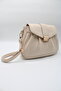 Women's Drawstring Detailed Metal Magnet and Zipper Closure Lined Crossbody Shoulder Bag - 7