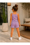 Girl's Lilac Color Crop Top and Shorts Two-Piece Stylish Summer Set - 2
