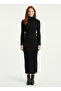 Women's Black Slit Knitwear Midi Skirt