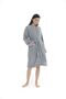 Athena Kimono Women's Bathrobe Gray - Ribbed 100% Cotton - 2