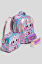 Candy Series Primary School Backpack Set - 3-Piece School Bag Set with Cute Bear Figure, Lunch Box and Pen Holder - 4
