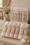 Pearl Laced Embroidered Gift Dowry Box for Bride and Groom, Boxed 100% Cotton Bath Towel Set 50X90 Size 6 Pieces - 3