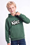 Boy's Printed Kangaroo Pocket Long Sleeve Hooded Sweatshirt - 4