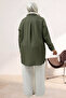 68064 Plus Size Double Tensel Shirt with Hidden Placket - Khaki - 4