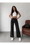Black Cropped High Waist Tube Leg Denim Jeans Pants - 2