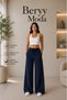 Women's 3-Pack High Waist Wide Leg Sweatpants Set - Black Gray Navy Blue - 5