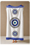 White Navy Blue Evil Eye Bead Patterned 70X150 Beach Towel - Cotton Bath Towel - 4