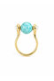 Designer Women's Turquoise Stone Blue 3-Piece Ring Set – Gold - 4