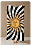 Black and White Ray Sun Face Patterned 70X150 Beach Towel - Cotton Bath Towel - 4